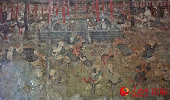 少林寺白衣殿壁畫(huà)。人民網(wǎng)記者 張麗婭攝